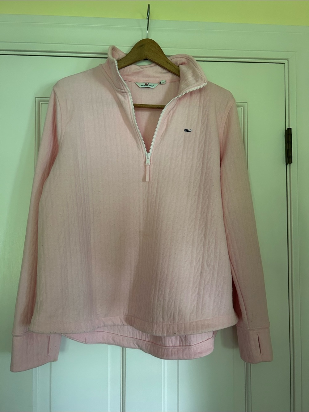 Vineyard Vines Pale Pink Quilted Half-Zip Pullover